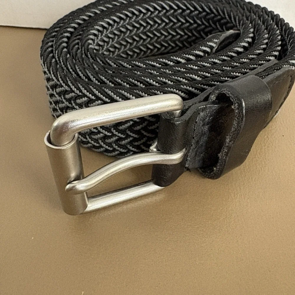 Men's stretch braided woven golf belt XL (44) black/gray weave  1